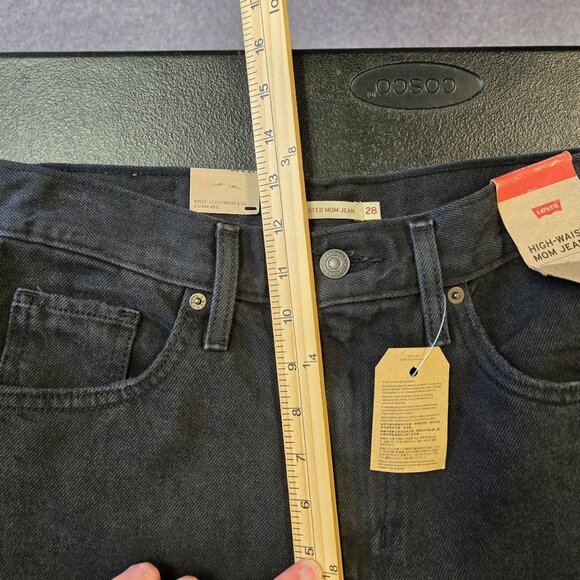 Levis Womens Grunge Emo High-Waisted Ribcage Ripped Mom Jeans Washed Black Size - Picture 6 of 11